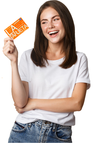 Chica usando tarjeta E.Leclerc