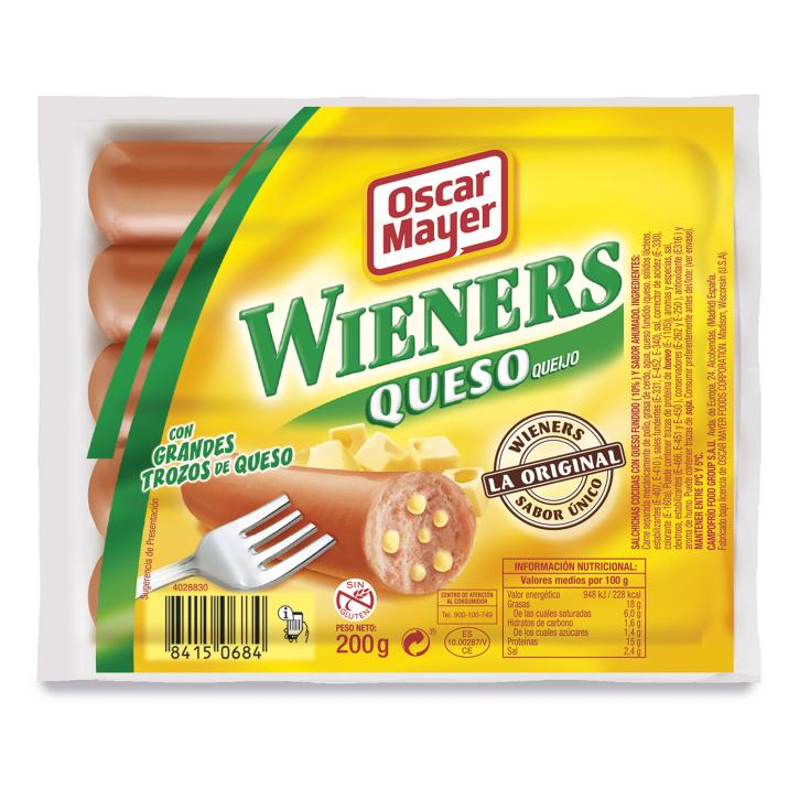 Salchichas Wieners Queso 200g