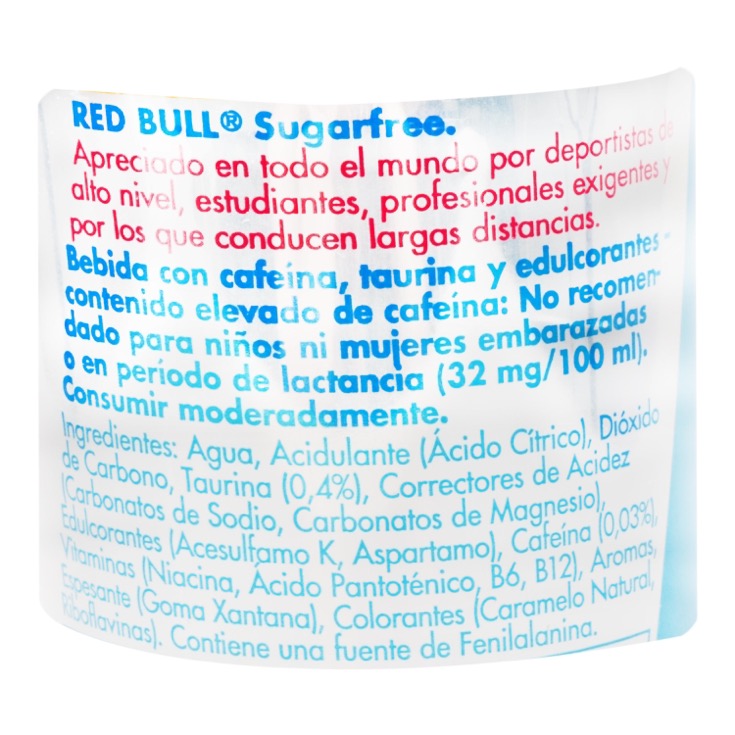 Bebida energética Sugar Free - Red Bull - 25cl