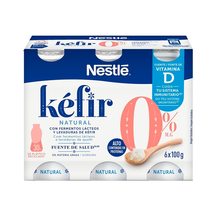 Kéfir natural 0% con fermentos lácteos y levaduras Nestlé 