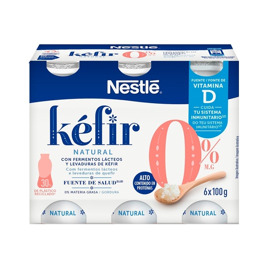 Kéfir natural 0% con fermentos lácteos y levaduras Nestlé 