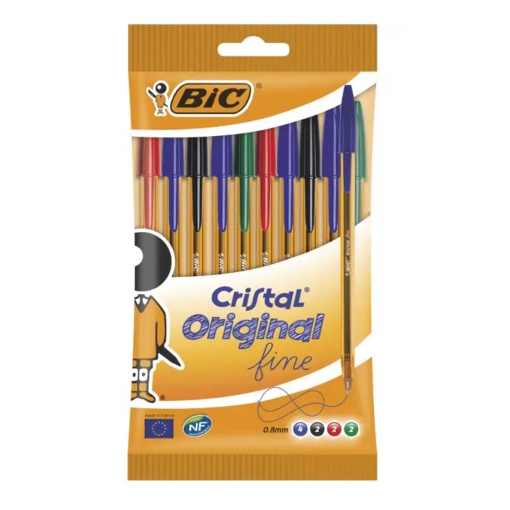 Bolígrafos Cristal Fine Colores - 10 uds