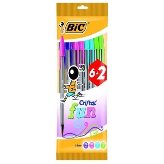 Bolígrafos Cristal Fun Bic - 6+2 uds
