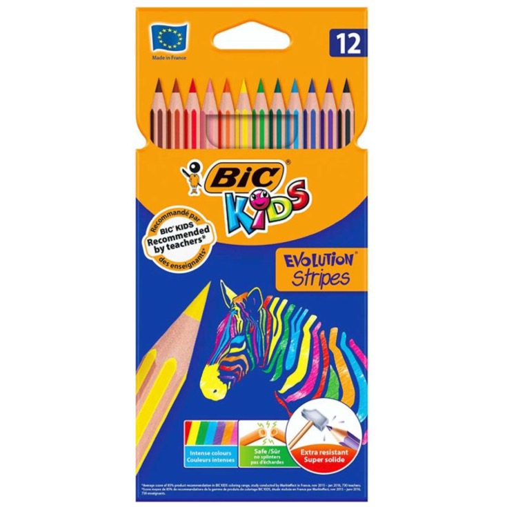 Lápices de colores Kids Evolution Stripes Bic - 12 uds