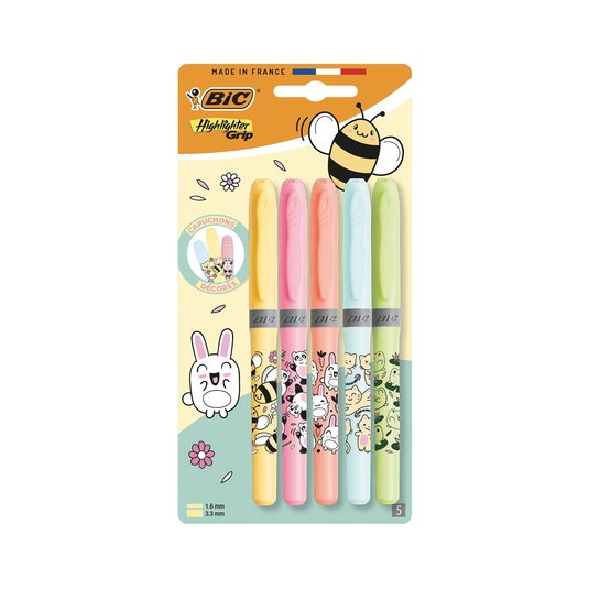 5 Marcadores Kawaii Fluorescentes Highlighter Grip