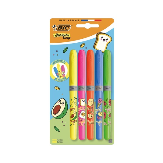 5 Marcadores Kawaii Fluorescentes Highlighter Grip