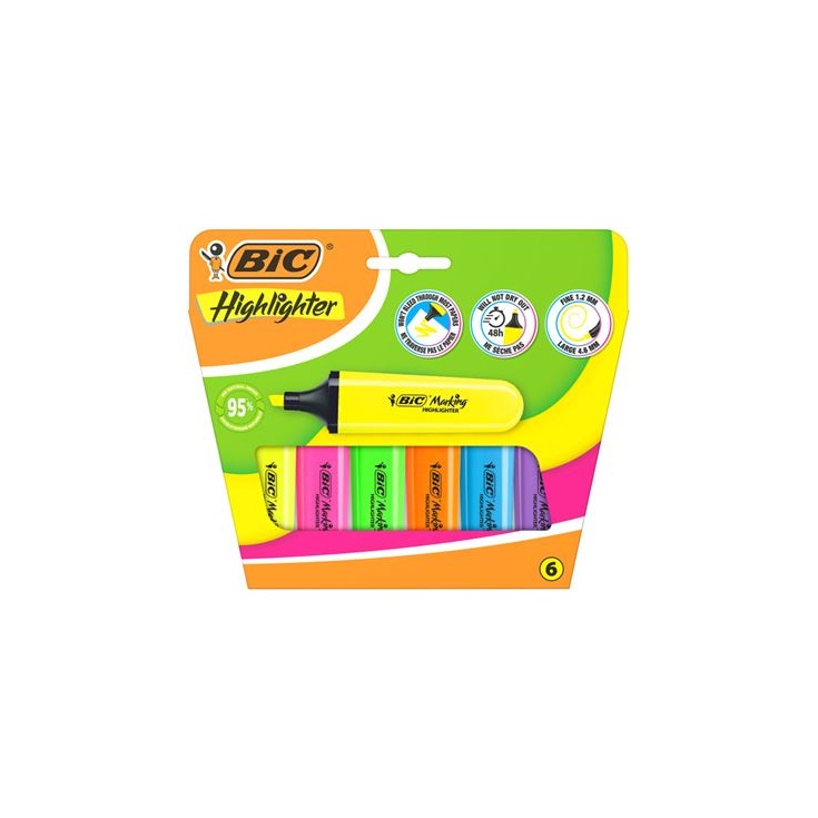 6 Marcadores Highlighter Flat