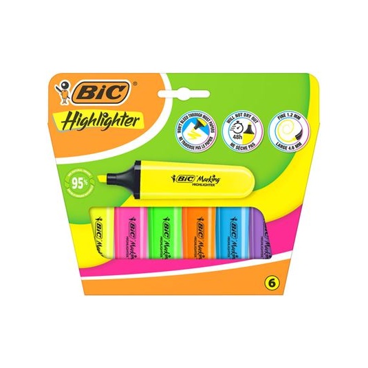 6 Marcadores Highlighter Flat