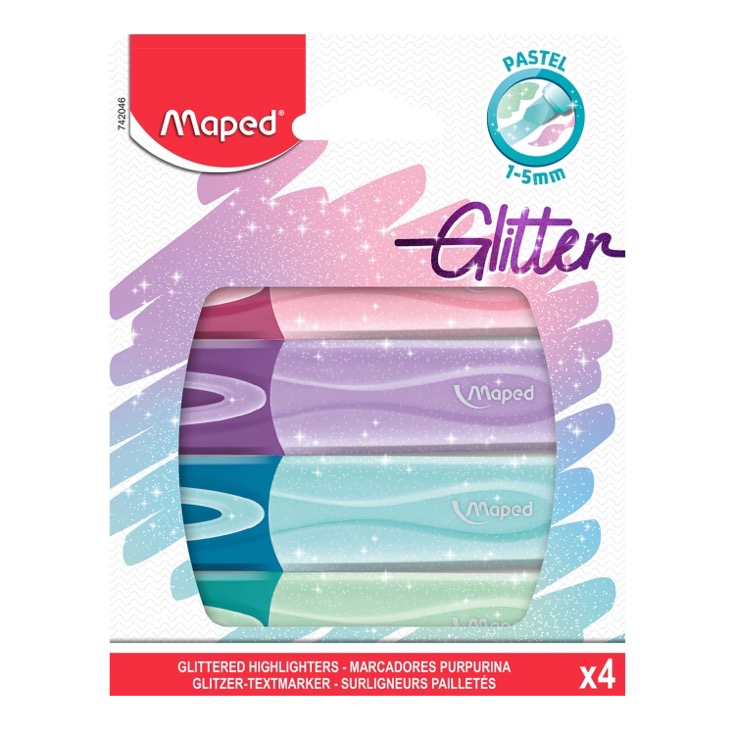 Marcadores pastel con purpurina Maped - 4 colores