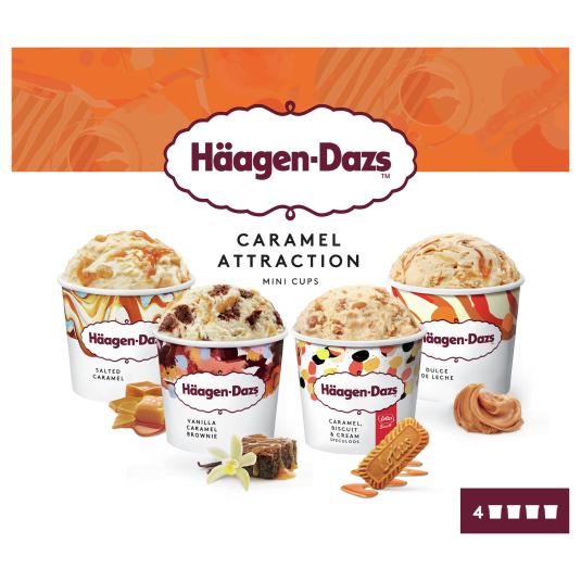 Tarrinas de helado distintas variedades con caramelo - 4 uds
