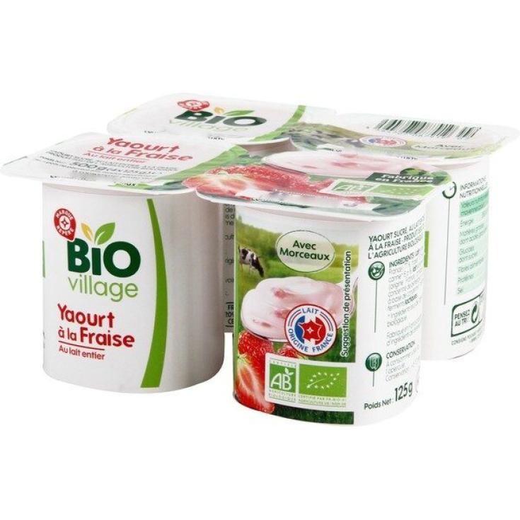 Yogur con Fresas Ecológico Bio Village - 4x125g