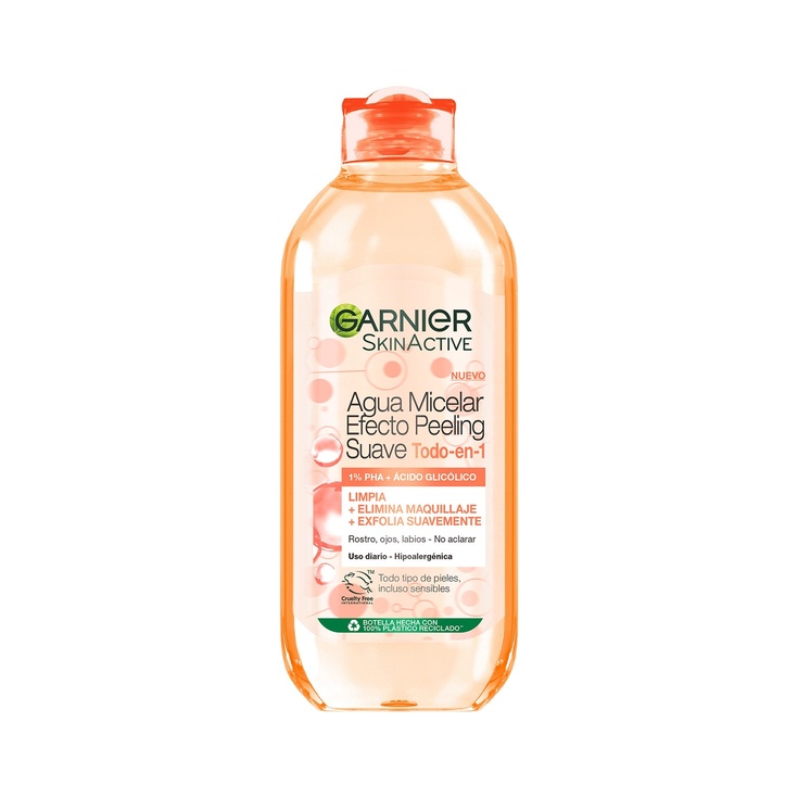 Skin Active agua micelar efecto peeling suave Todo en 1