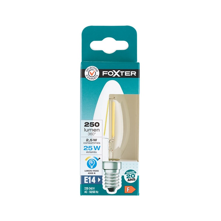 SE Bombilla LED vidrio transp. filamento llama 3W 25 E14Fría SE Bombilla LED vidrio transp. filamento llama 3W 25 E14Fría