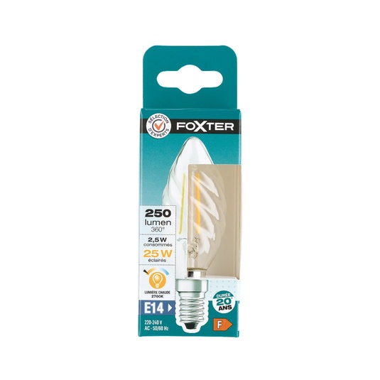 SE Bombilla LED vidrio transp. filamento llama T. 3W 25 E14
