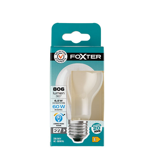 SE Bombilla LED vidrio opaco estándar 6,5W 60 E27 Fría