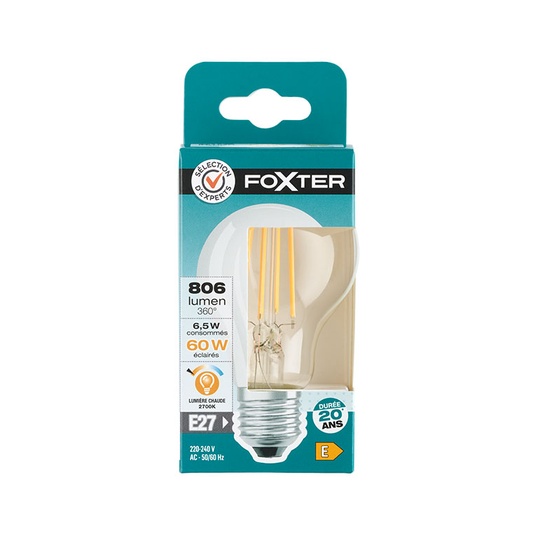 SE Bombilla LED vidrio transparente estándar 6,5W/60 E27