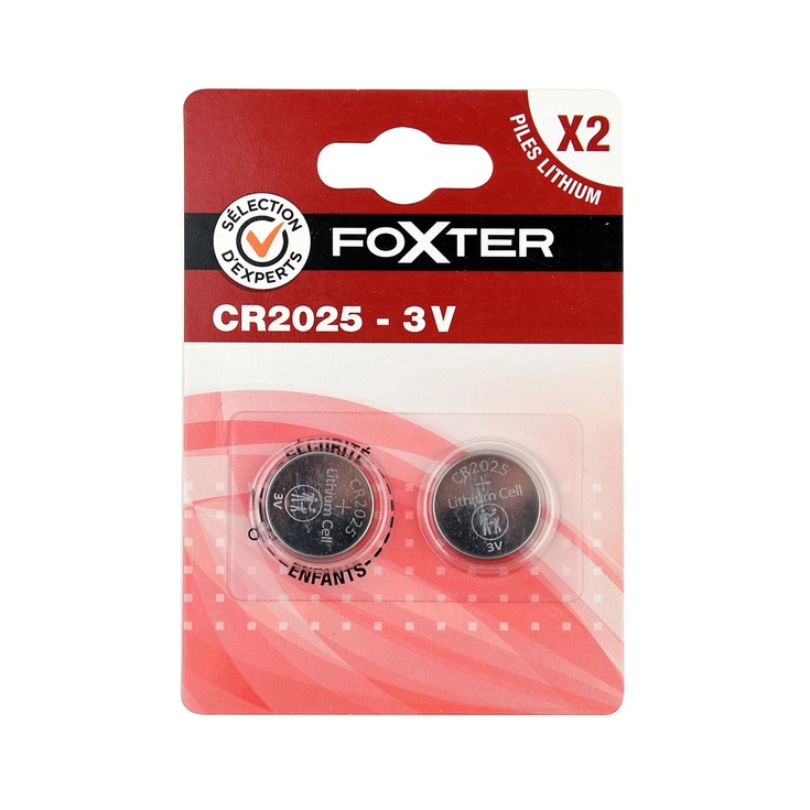 2 pilas CR2025 de 3V Selección Experta Foxter
