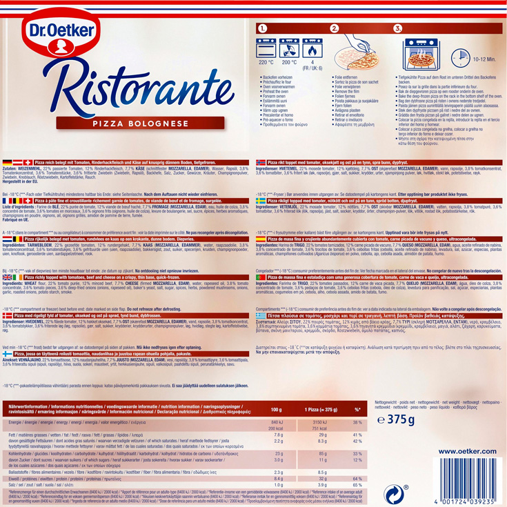 Pizza ristorante bolognesa Dr. Oetker - 375g