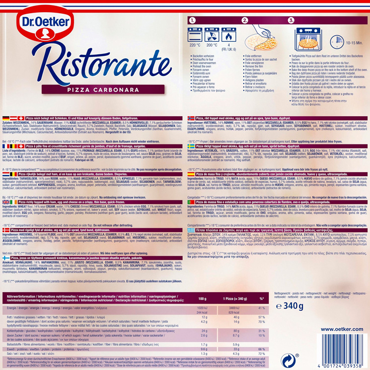 Pizza ristorante carbonara Dr. Oetker - 340g
