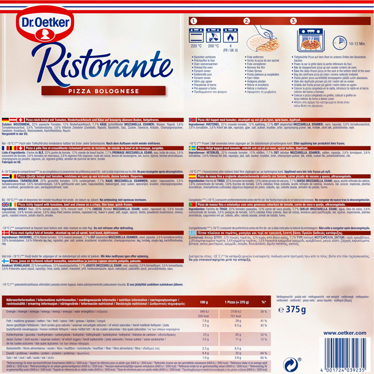 Pizza Ristorante Boloñesa 375g