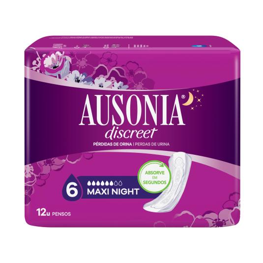 Compresas Plus Maxi Noche Discreet - Ausonia - 12 uds