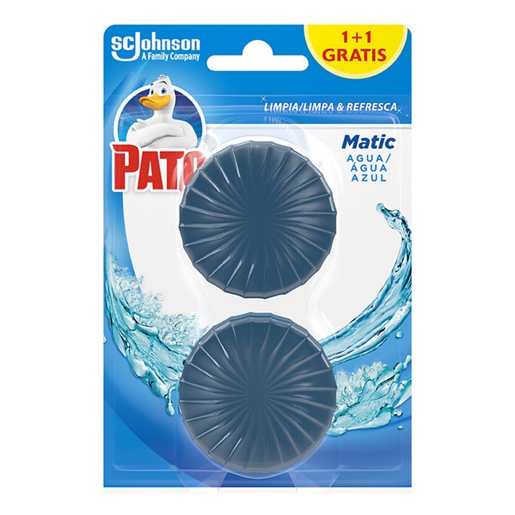 Pastilla cisterna WC Matic agua azul - Pato - 1+1 ud