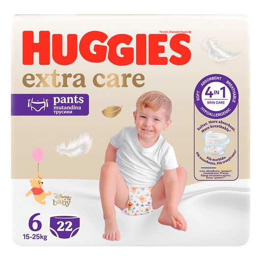 Pañales extra care 15-26 kg Talla 6 - Huggies - 22 uds