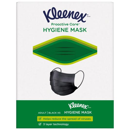 Mascarilla higiénica negra - Kleenex - 5 uds