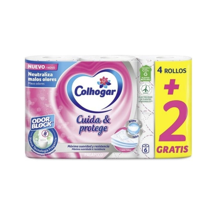 COLHOGAR HIGIÉNICO CALMA Y PROTEGE 3 CAPAS 4+2 UD