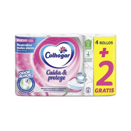 COLHOGAR HIGIÉNICO CALMA Y PROTEGE 3 CAPAS 4+2 UD