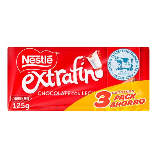 Chocolate con Leche Extrafino - Nestlé - 3x125g