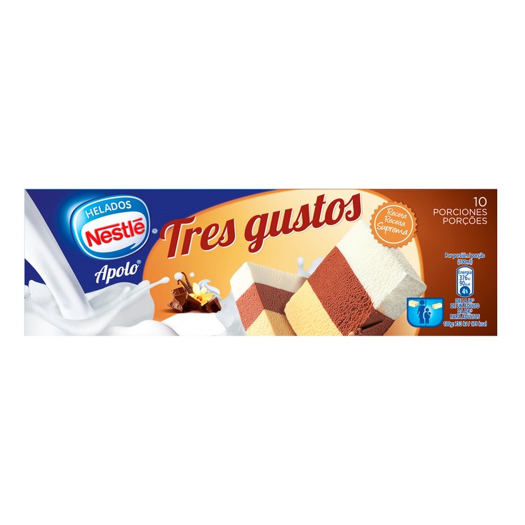 Helado Barra Tres Gustos 1l