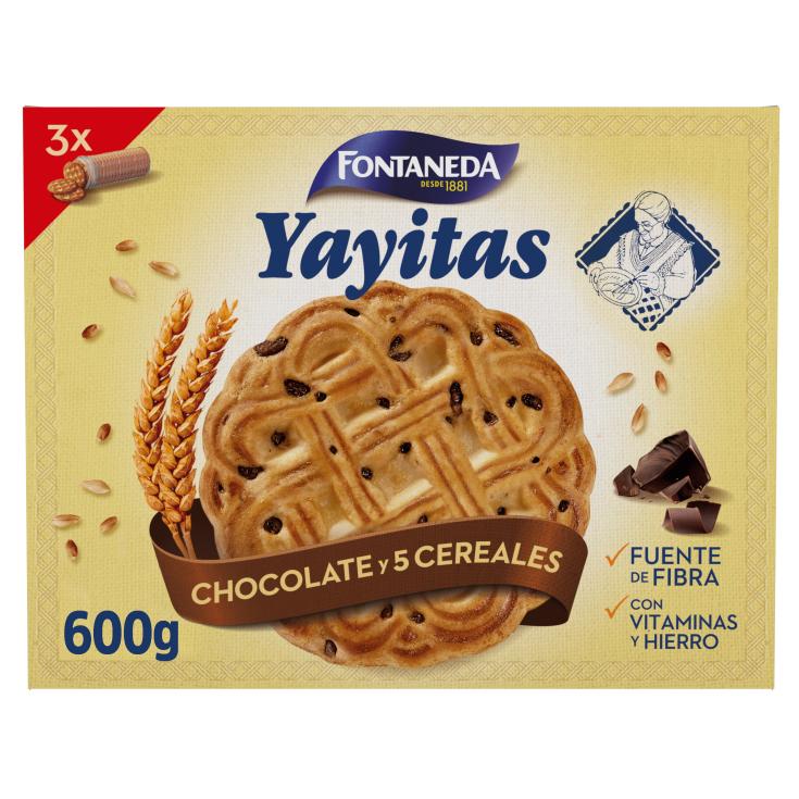Galletas con chocolate y 5 cereales Yayitas Fontaneda - 600g