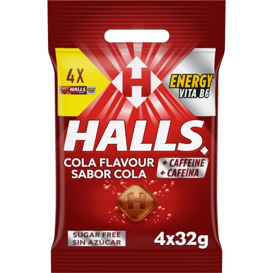 Caramelos duros sabor a cola con cafeína - Halls - 4x32g