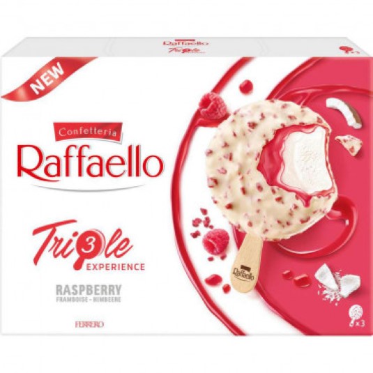 Helado triple fresa Raffaello 3 uds