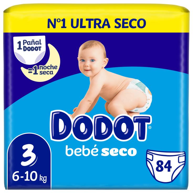 Pañales bebé seco Talla 3 Dodot - 84 uds