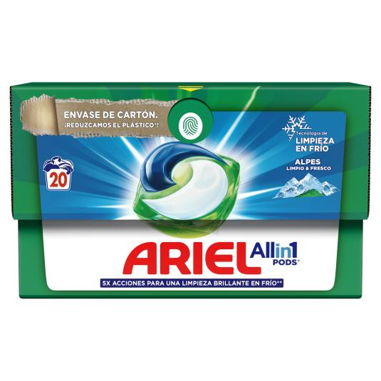 Detergente cápsulas all in 1 Alpes - Ariel - 20 lavados