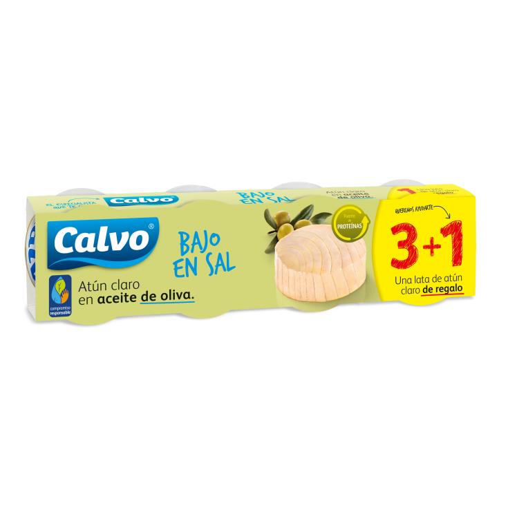 Atún claro bajo en sal Calvo - 4x52g Atún claro bajo en sal Calvo - 4x52g