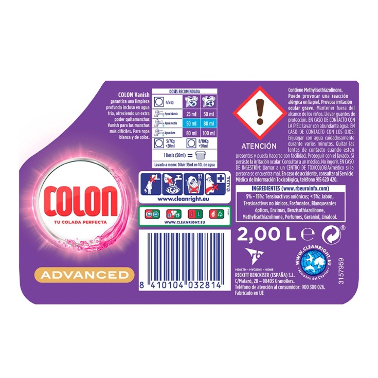 Detergente Quitamanchas Colon 40 Lavados