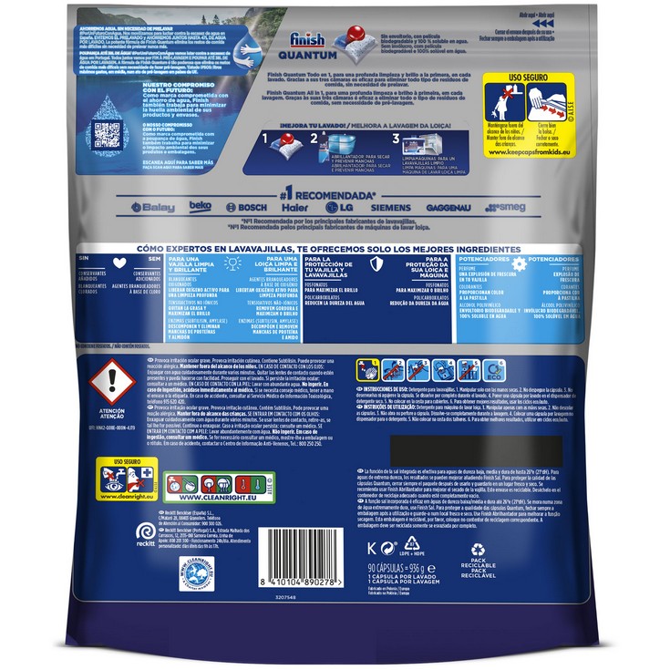 Lavavajillas Quantum Finish Powerball - 90 uds Lavavajillas Quantum Finish Powerball - 90 uds