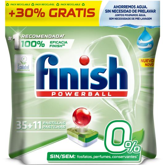 Lavavajillas Power Gel 0% Finish - 46 uds