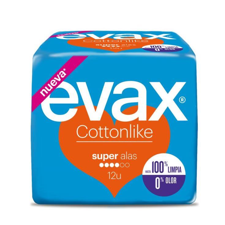 Compresas Cottonlike Alas Súper - Evax - 12 uds