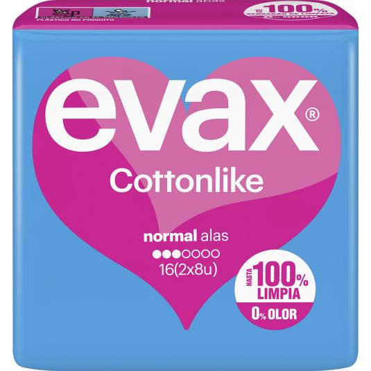 Compresas Cottonlike Alas Normal - Evax - 16 uds