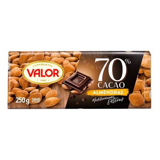 Chocolate negro 70% Almendras enteras 250g