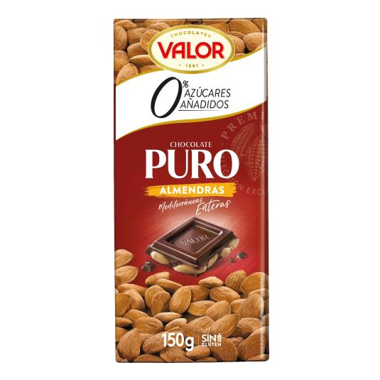 Chocolate puro con almendras 0% azúcares - Valor - 150g