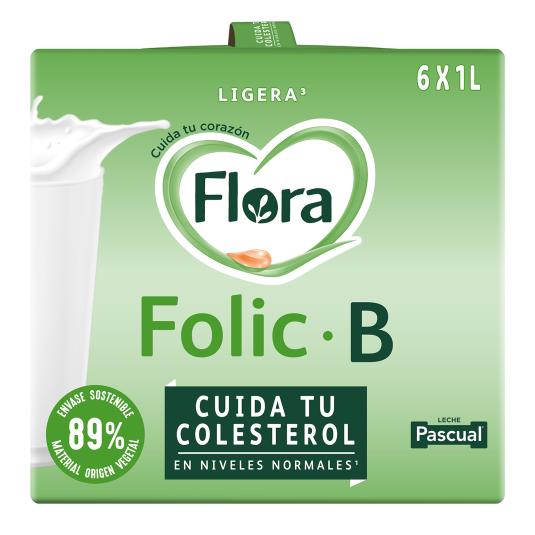 Leche semidesnatada Folic B - Flora - 6x1l