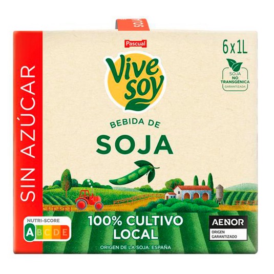 Bebida soja sin azúcar - Vivesoy - 6x1l