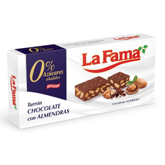 Turrón chocolate y almendras 0% azúcar añadido La Fama 200g