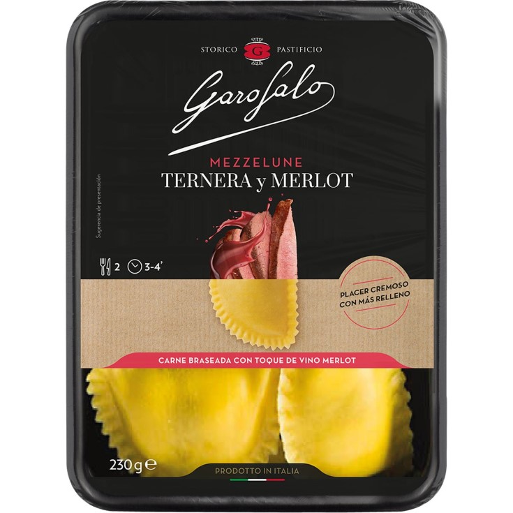 Pasta rellena de ternera y merlot -230g