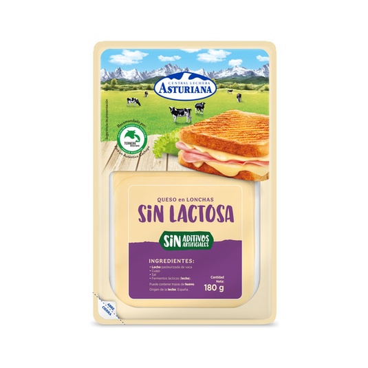 Queso de vaca elaborado con leche pasteurizada en lonchas 